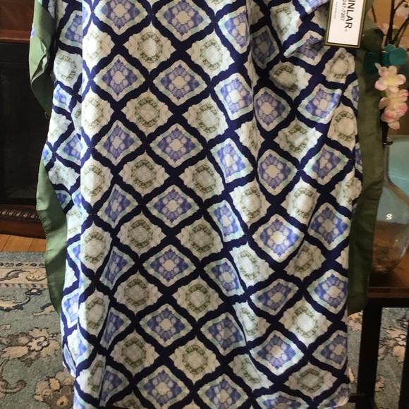 🌸NWT WINLAR MILLI” GEO BLUE & GREEN COVERUP CAFTAN DRESS - Picture 12 of 15